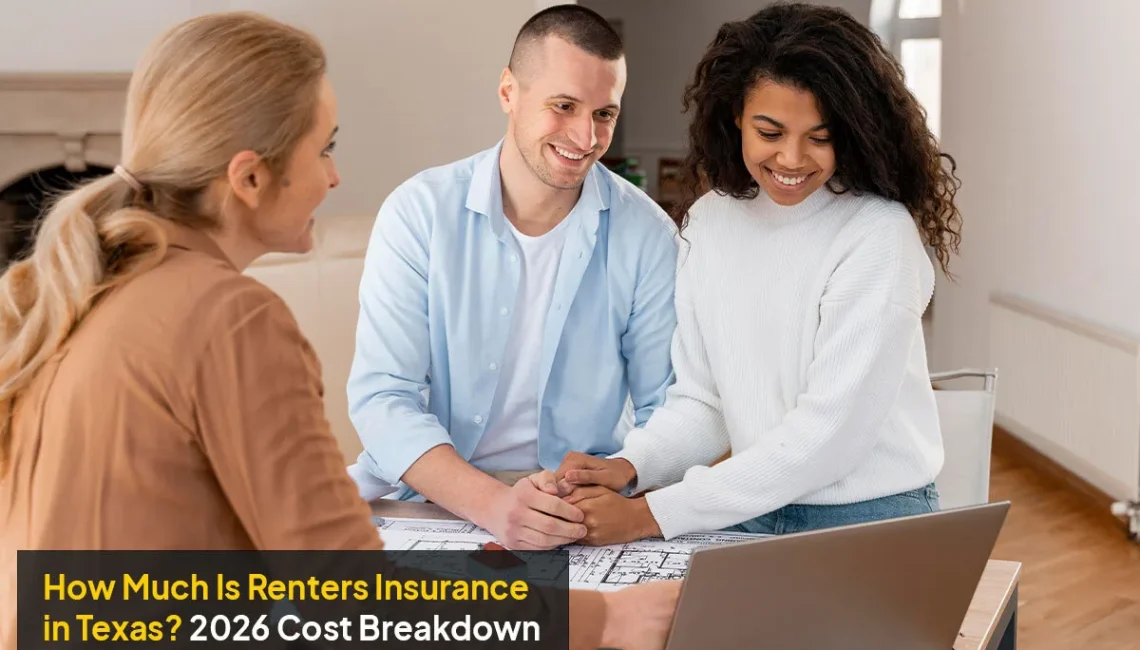 How much is renters insurance in Texas couple reviewing policy options with agent