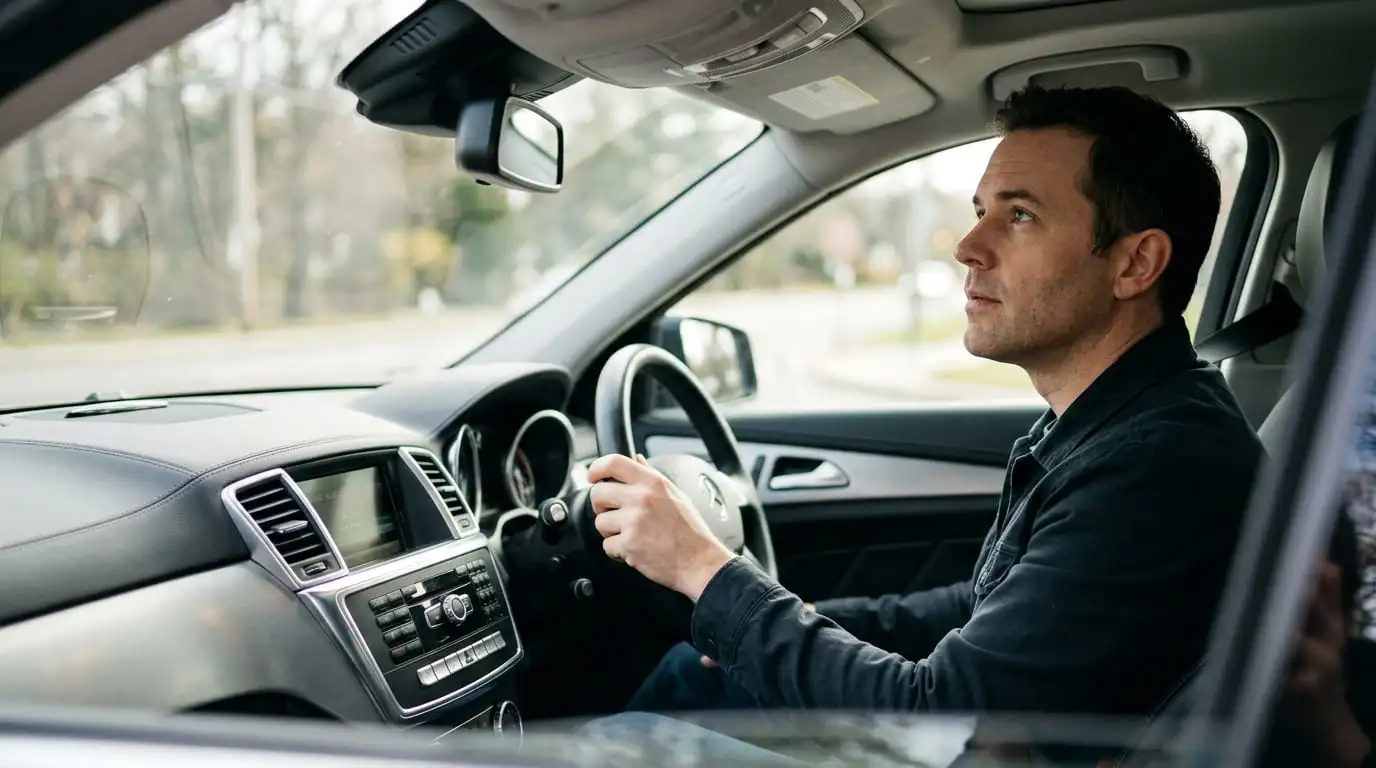 Driver sitting inside a vehicle