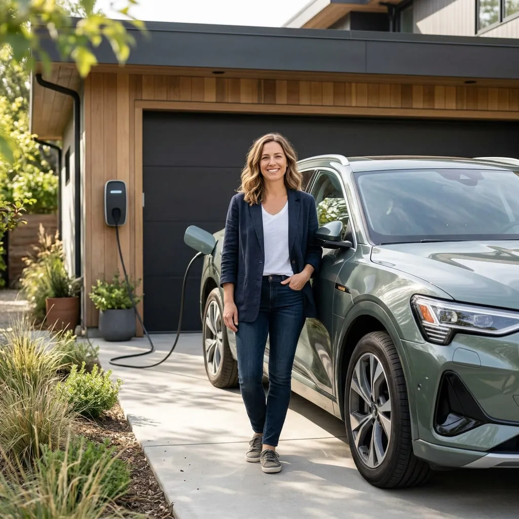 Customer standing next to a vehicle outside a residential property