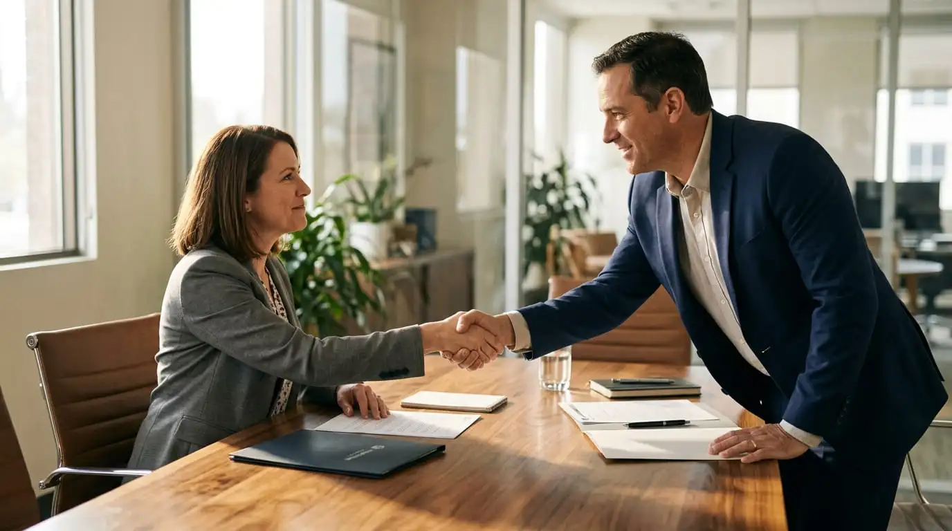 Insurance agent assisting a customer with coverage