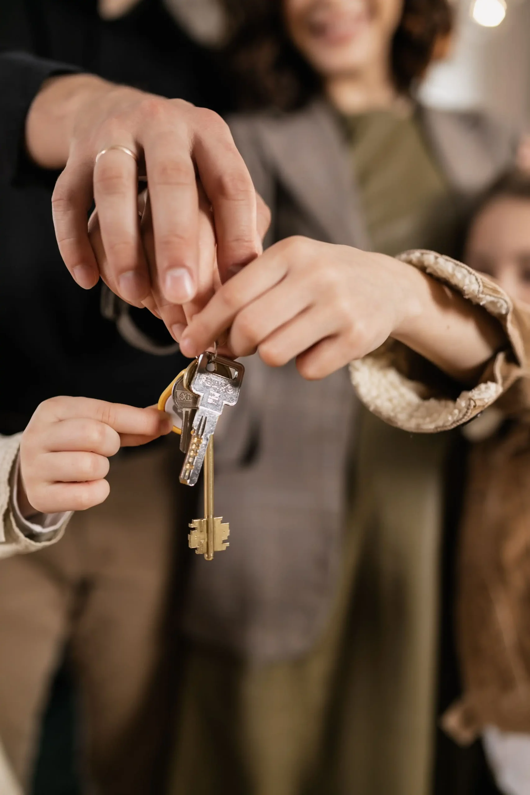 Customer receiving vehicle keys during a business transaction